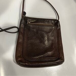 Vintage Fossil mini leather crossbody bag brown